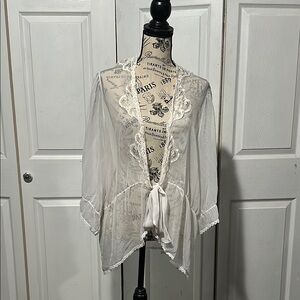 Vintage Elegant Sheer White Lace Cardigan